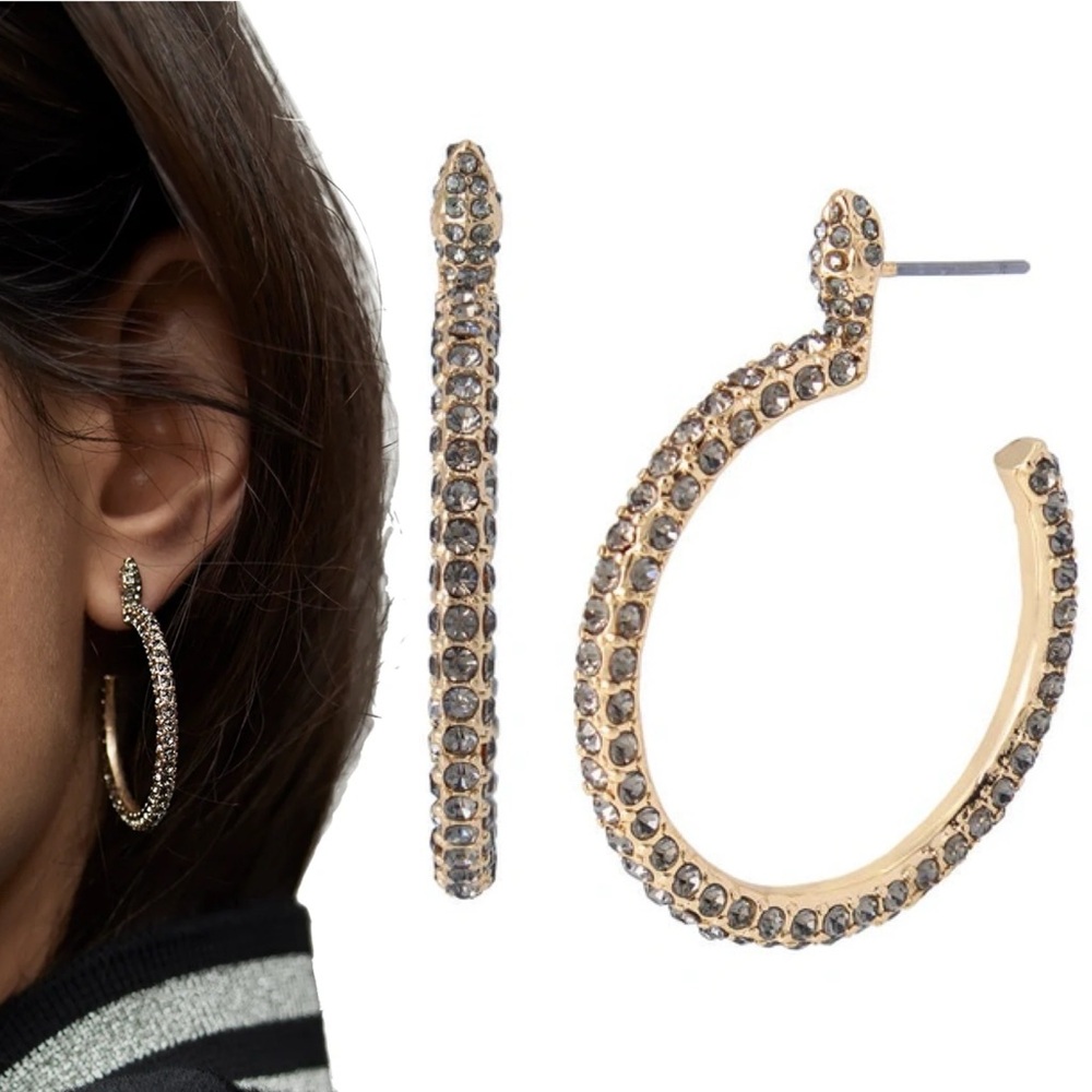 ALLSAINTS Snake Pavé Hoop Earrings